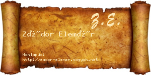 Zádor Elemér névjegykártya
